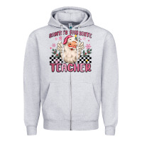 Heather Grey santa's favorite teacher Zipper Hoodie - MaliasSmallBusiness
