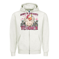 Oatmeal Heather santa's favorite teacher Zipper Hoodie - MaliasSmallBusiness