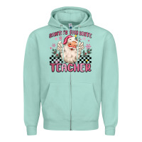 Seafoam santa's favorite teacher Zipper Hoodie - MaliasSmallBusiness