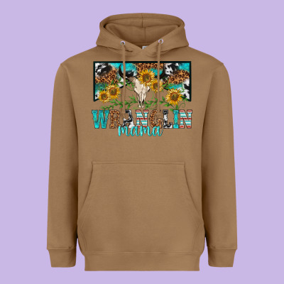 Wranglin Mama Heavyweight Hoodie Designed By Texasbilliewilder