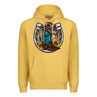 Antique Gold western horseshoe boots hat rope sunflower Premium Hoodie - AdoDesignShop