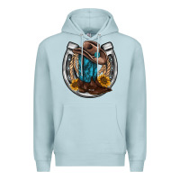 Blue Mist western horseshoe boots hat rope sunflower Premium Hoodie - AdoDesignShop