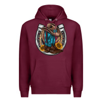 Burgundy western horseshoe boots hat rope sunflower Premium Hoodie - AdoDesignShop