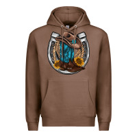 Chestnut western horseshoe boots hat rope sunflower Premium Hoodie - AdoDesignShop