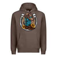 Coffee western horseshoe boots hat rope sunflower Premium Hoodie - AdoDesignShop