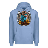Colony Blue western horseshoe boots hat rope sunflower Premium Hoodie - AdoDesignShop
