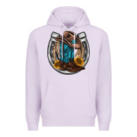 Lilac western horseshoe boots hat rope sunflower Premium Hoodie - AdoDesignShop