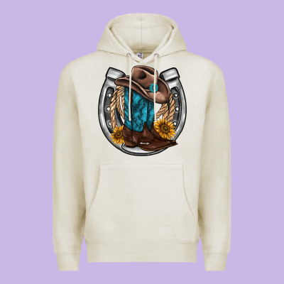 Western Horseshoe Boots Hat Rope Sunflower Premium Hoodie Designed By Adodesignshop