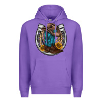 Purple western horseshoe boots hat rope sunflower Premium Hoodie - AdoDesignShop