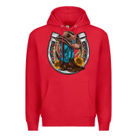 Red western horseshoe boots hat rope sunflower Premium Hoodie - AdoDesignShop