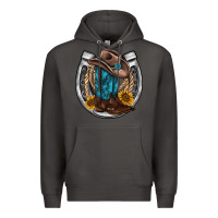 Smoke western horseshoe boots hat rope sunflower Premium Hoodie - AdoDesignShop