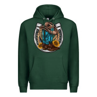 Sports Green western horseshoe boots hat rope sunflower Premium Hoodie - AdoDesignShop
