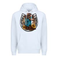 White western horseshoe boots hat rope sunflower Premium Hoodie - AdoDesignShop