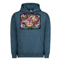 Pigment Midnight Navy happy easter bunny western background Urban Hoodie - Jasminsmagicworld