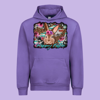Happy Easter Bunny Western Background Urban Hoodie Designed By Jasminsmagicworld