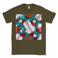 Army Green baseball  uniform with turquoise gemstone seamless pattern Classic Tee - BundleAndBundleShop