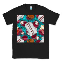 Black baseball  uniform with turquoise gemstone seamless pattern Classic Tee - BundleAndBundleShop