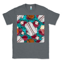 Charcoal Heather baseball  uniform with turquoise gemstone seamless pattern Classic Tee - BundleAndBundleShop