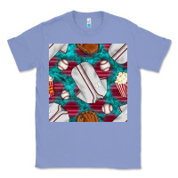 Colony Blue baseball  uniform with turquoise gemstone seamless pattern Classic Tee - BundleAndBundleShop