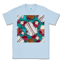 Dusty Blue baseball  uniform with turquoise gemstone seamless pattern Classic Tee - BundleAndBundleShop