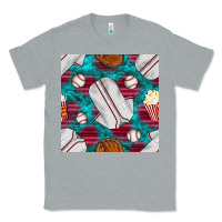 Heather Grey baseball  uniform with turquoise gemstone seamless pattern Classic Tee - BundleAndBundleShop