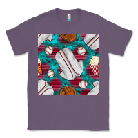 Lavender baseball  uniform with turquoise gemstone seamless pattern Classic Tee - BundleAndBundleShop