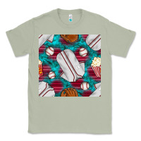 Matcha baseball  uniform with turquoise gemstone seamless pattern Classic Tee - BundleAndBundleShop