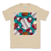 Mushroom baseball  uniform with turquoise gemstone seamless pattern Classic Tee - BundleAndBundleShop