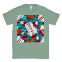 Sage baseball  uniform with turquoise gemstone seamless pattern Classic Tee - BundleAndBundleShop