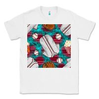 White baseball  uniform with turquoise gemstone seamless pattern Classic Tee - BundleAndBundleShop