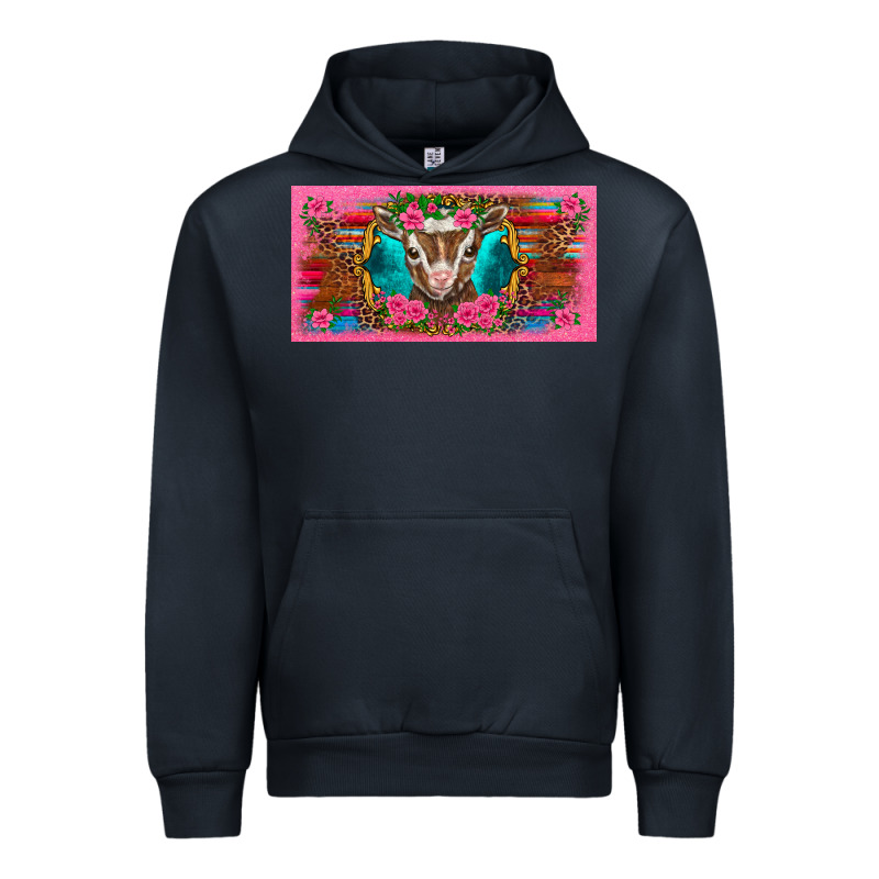 Western Baby Boer Goat Pink Flowers Serape Leopard Pink Glitter Patter Urban Hoodie by BarkalooDesign | Teevron