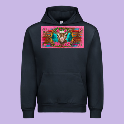 Western Baby Boer Goat Pink Flowers Serape Leopard Pink Glitter Patter Urban Hoodie Designed By Barkaloodesign