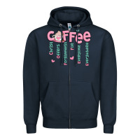 Navy coffee and christ Zipper Hoodie - MaliasSmallBusiness