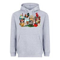 Heather Grey rooster coffee cups Heavyweight Hoodie - Zillion Design Studio