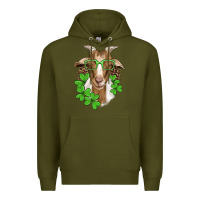 Army Green st patricks goat with glasses Premium Hoodie - Artiststas