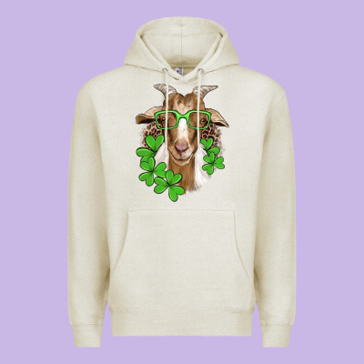 St Patricks Goat With Glasses Premium Hoodie Designed By Artiststas