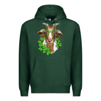 Sports Green st patricks goat with glasses Premium Hoodie - Artiststas