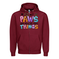 Burgundy paws and enjoy the little things Zipper Hoodie - MaliasSmallBusiness