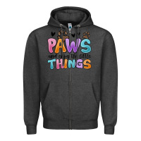 Charcoal Heather paws and enjoy the little things Zipper Hoodie - MaliasSmallBusiness