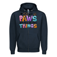 Navy paws and enjoy the little things Zipper Hoodie - MaliasSmallBusiness