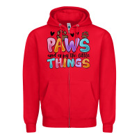 Red paws and enjoy the little things Zipper Hoodie - MaliasSmallBusiness