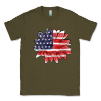 Army Green american flag sunflower Classic Tee - MaliasSmallBusiness