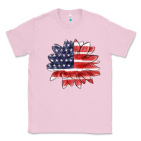 Bubblegum Pink american flag sunflower Classic Tee - MaliasSmallBusiness