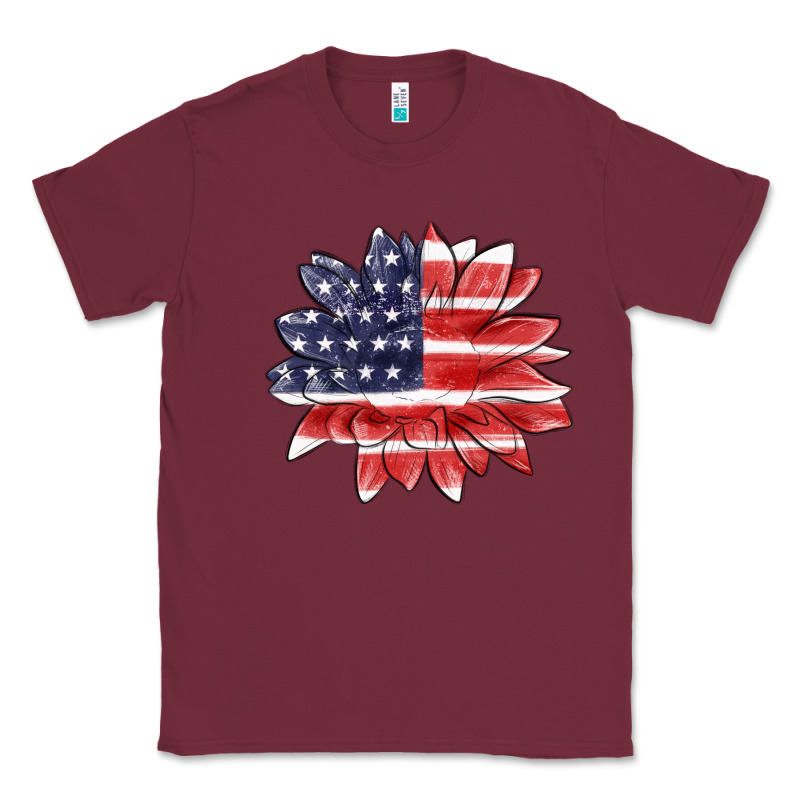 American Flag Sunflower Classic Tee by MaliasSmallBusiness | Teevron
