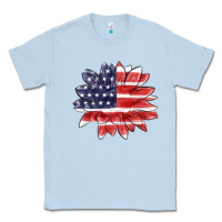 Dusty Blue american flag sunflower Classic Tee - MaliasSmallBusiness