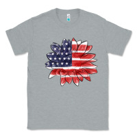 Heather Grey american flag sunflower Classic Tee - MaliasSmallBusiness