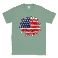 Sage american flag sunflower Classic Tee - MaliasSmallBusiness