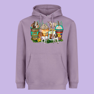 Goats Coffee Cups Heavyweight Hoodie Designed By Zillion Design Studio
