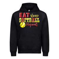 Black Eat Sleep Softball Repeat Urban Hoodie - LillyAllenDesigns
