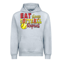 Heather Grey Eat Sleep Softball Repeat Urban Hoodie - LillyAllenDesigns